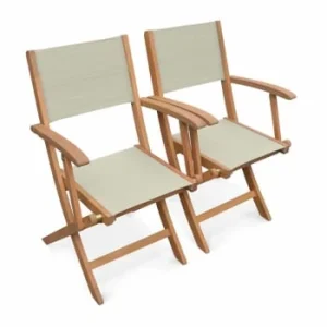 Vente Alice’s Garden Lot De 2 Fauteuils De Jardin En Bois Et Textilène Vert De Gris 18