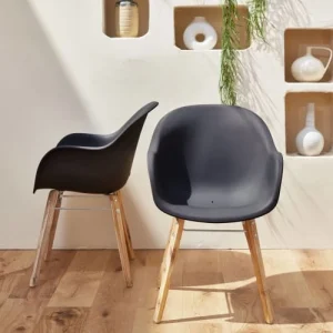 magasin en ligne france Alice’s Garden Lot De 2 Fauteuils En Acacia Et Résine Injectée Anthracite 10