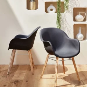 magasin en ligne france Alice’s Garden Lot De 2 Fauteuils En Acacia Et Résine Injectée Anthracite 12