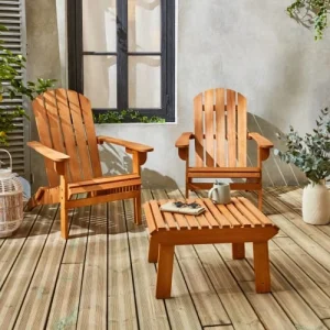 online boutique Alice’s Garden Lot De 2 Fauteuils En Bois Avec Un Repose-pieds 10