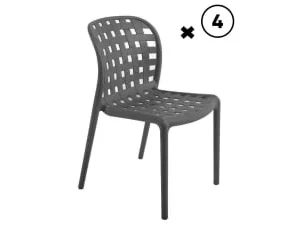 fashion pas cher Essenciel Green Lot De 4 Chaises Ajourée En Polypropylène Gris 14