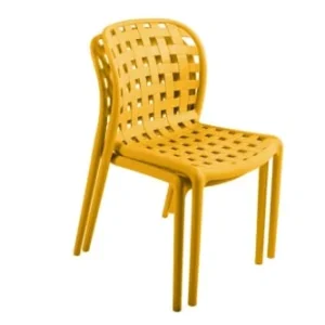 grande popularité Essenciel Green Lot De 4 Chaises Ajourée En Polypropylène Jaune Solaire 10