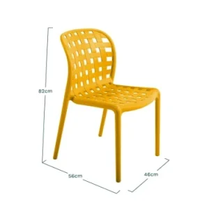 grande popularité Essenciel Green Lot De 4 Chaises Ajourée En Polypropylène Jaune Solaire 12