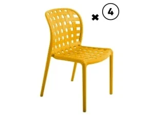 Essenciel Green Lot De 4 Chaises Ajourée En Polypropylène Mastic magasin en ligne france 16