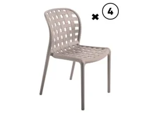 fashion pas cher Essenciel Green Lot De 4 Chaises Ajourée En Polypropylène Gris 16