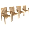 Paiement sécurisé Happy Garden Lot De 4 Chaises De Jardin Empilables En Teck 11