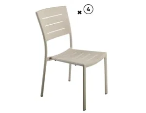 Livraison internationale Essenciel Green Lot De 4 Chaises De Jardin En Aluminium Coloris Sable 16