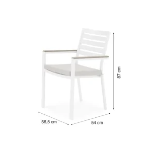 grossiste en ligne Kerama Lot De 4 Chaises Empilables En Aluminium Blanc Avec Coussin 18