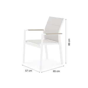 Kerama Lot De 4 Chaises Empilables En Aluminium Blanc Textilène Distributeur Officiel 18