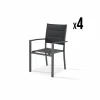 magasin pas cher Kerama Lot De 4 Chaises Empilables En Aluminium Et Textilène Gris Anthracite 16