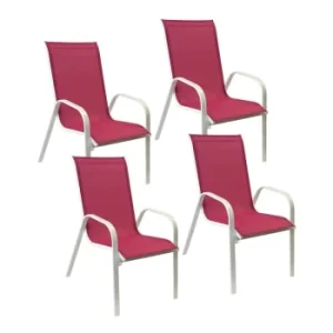 magasin Happy Garden Lot De 4 Chaises En Textilène Taupe Et Aluminium Blanc 16