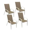 magasin Happy Garden Lot De 4 Chaises En Textilène Taupe Et Aluminium Blanc 22