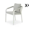 Kerama Lot De 4 Fauteuils Alu Blanc Et Corde Avec Coussin Beige à prix d'occasion 22