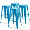 Oviala Lot De 4 Tabourets De Bar Acier Bleu Brillant se précipiter pour acheter 22