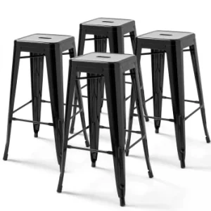 Oviala Lot De 4 Tabourets De Bar Acier Orange Brillant marque moins cher 18