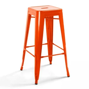 Oviala Lot De 4 Tabourets De Bar Acier Orange Brillant marque moins cher 10