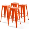 Oviala Lot De 4 Tabourets De Bar Acier Orange Brillant marque moins cher 22