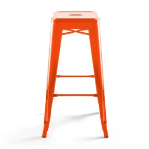 Oviala Lot De 4 Tabourets De Bar Acier Orange Brillant marque moins cher 12