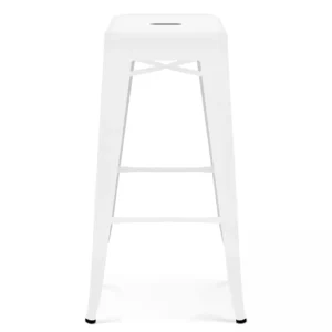 Oviala Lot De 4 Tabourets De Bar En Acier Blanc Mat achetez pas cher 12