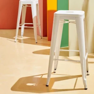 Oviala Lot De 4 Tabourets De Bar En Acier Blanc Mat achetez pas cher 16