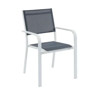 HOMIFAB Lot De 6 Chaises De Jardin En Aluminium Blanc Et Textilène Livraison gratuite 12