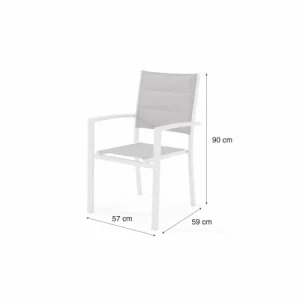 en ligne Kerama Lot De 6 Chaises Empilables En Aluminium Blanc Et Textilène Gris 15