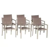 Happy Garden Lot De 6 Chaises En Aluminium Taupe Et Textilène Taupe REMISE allant jusqu. 20