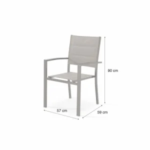 soldes en ligne Kerama Lot De 8 Chaises Empilables Aluminium Et Textilène Tapissé Marron 15