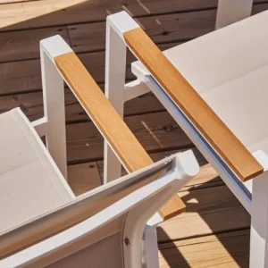 Kerama Lot De 8 Chaises Empilables En Aluminium Blanc En Textilène luxe soldes 14