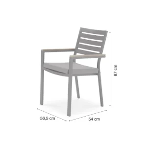 Satisfait ou Remboursé Kerama Lot De 8 Chaises Empilables En Aluminium Textilène Gris Antracite 18