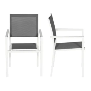 boutique pas cher Happy Garden Lot De 8 Chaises En Aluminium Blanc Et Textilène Gris 9