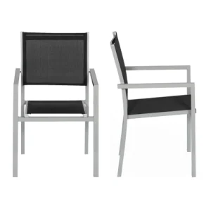 Happy Garden Lot De 8 Chaises En Aluminium Gris Et Textilène Noir achat pas cher 9