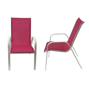 design à la mode Happy Garden Lot De 8 Chaises En Textilène Rose Et Aluminium Blanc 12