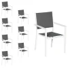 marques pas cher Happy Garden Lot De 8 Chaises Rembourrées Gris En Aluminium Blanc 20