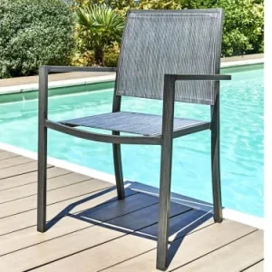 nouveau produit Jardiline Pack De 2 Fauteuils De Jardin Empilable En Aluminium Et Textilène Gris 9