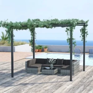 livraison la plus rapide OUTSUNNY Pergola Autoportante Style Contemporain – Toit Terrasse à Décorer 14