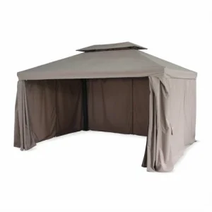 prix abordable Alice’s Garden Pergola Avec Rideaux Coulissants Taupe 3x4m 13