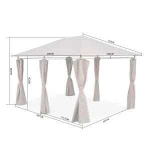 Alice’s Garden Pergola En Acier Renforcé Avec Rideaux En Toile écrue 3x4m luxe soldes 18