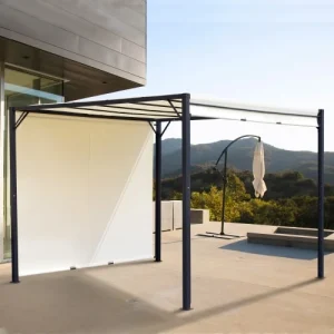 garantie de qualité OUTSUNNY Pergola Rétractable Acier époxy Noir Polyester Haute Densité Crème 10