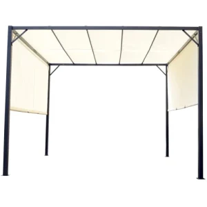 garantie de qualité OUTSUNNY Pergola Rétractable Acier époxy Noir Polyester Haute Densité Crème 16