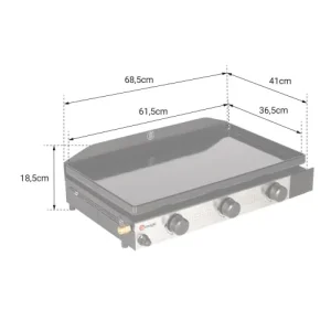 commentaire favorable Somagic Plancha Au Gaz 3 Brûleurs Plaque En Fonte Acier Noire 12