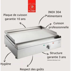 vente pas cher Planet Plancha électrique En Inox Chef 55 Cm Avec Chariot Ouvert + Couvercle 10