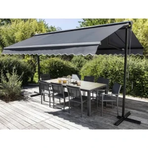 qualité supérieure Oviala Store Double Pente Avec Coffre 3 X 4 M En Aluminium Gris Anthracite 12