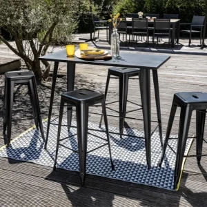 grande marque pas cher Oviala Tabouret De Bar En Métal Noir Mat 16