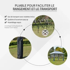 OUTSUNNY Tonnelle Barnum De Jardin Pop-up Pliant Moustiquaires Sac Transport grande marque pas cher 18